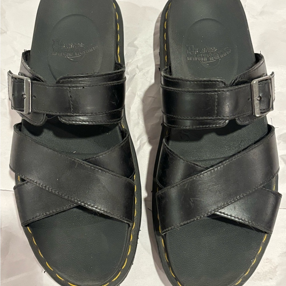 Dr. Martens Black Leather Buckle Sandals